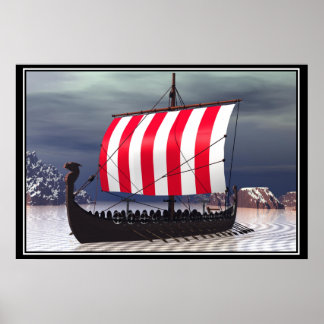 Drakkar Vikingschip Zeilschip Poster