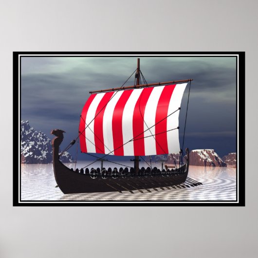 Drakkar Vikingschip Zeilschip Poster (Voorkant)