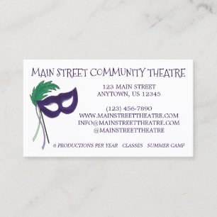 Drama Club Mask Community Theater Theater Arts Visitekaartje