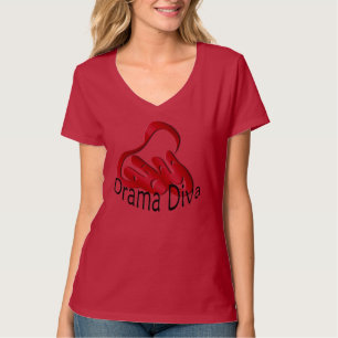 Drama Diva Theater Masque Dames T-shirt Rouge