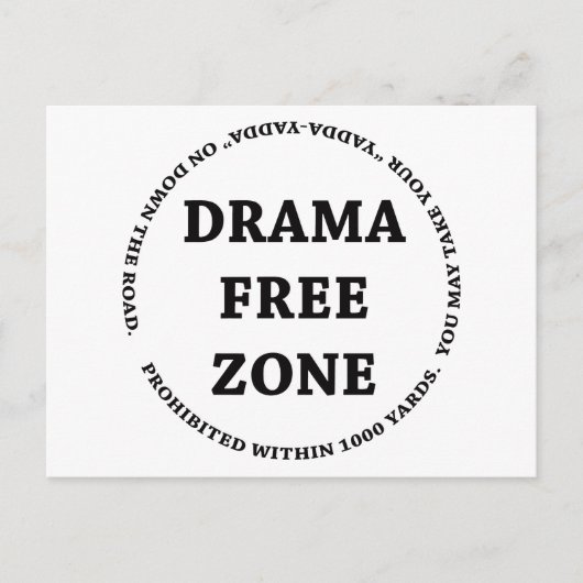Drama Free Zone Briefkaart (Voorkant)