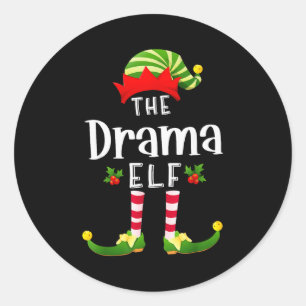 Drama Kerst Elf Matching Pyjama Kerstfeest Ronde Sticker