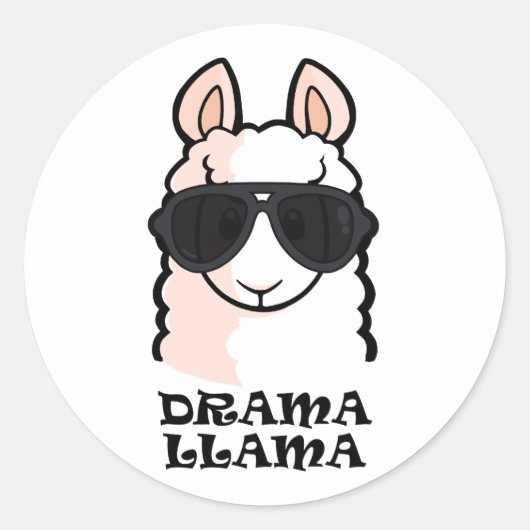 Drama Llama Ronde Sticker (Voorkant)