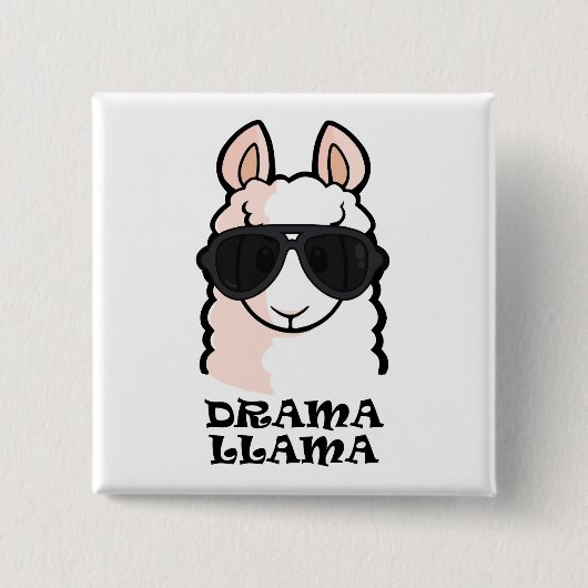 Drama Llama Vierkante Button 5,1 Cm (Voorkant)