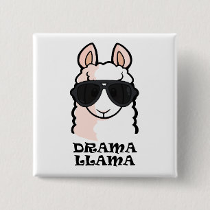 Drama Llama Vierkante Button 5,1 Cm