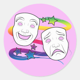 Drama maskers comedy en tragedie ronde sticker