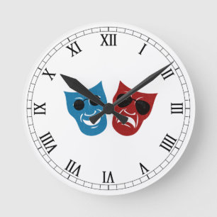 Drama-maskers met zonnebril ronde klok
