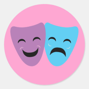 Drama maskers ronde sticker