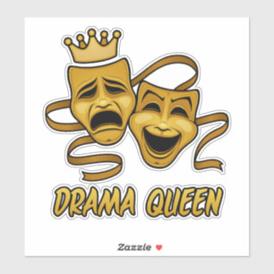 Drama Queen Comedy en Tragedie Gold Theater Mask Sticker