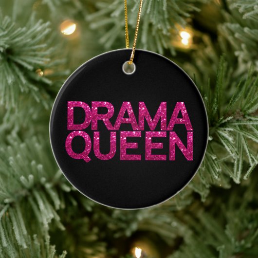 Drama Queen Hot Pink Glitter Gepersonaliseerd Keramisch Ornament (Boom)