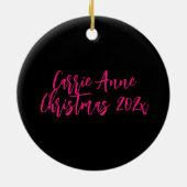 Drama Queen Hot Pink Glitter Gepersonaliseerd Keramisch Ornament (Achterkant)