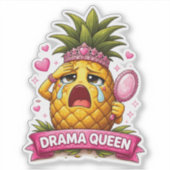 Drama Queen Pineapple Custom-Cut Vinyl Sticker (Devant)