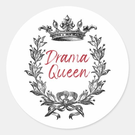 Drama Queen Ronde Sticker (Voorkant)