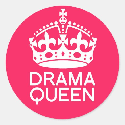 Drama Queen Ronde Sticker (Voorkant)
