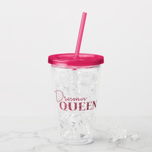 Drama Queen Roos Gold Glitter Acryl Drinkbeker (Achterkant ijs)