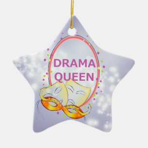 Drama Queen Stars theatermaskers Keramisch Ornament