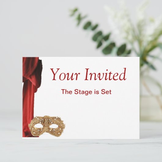 Drama Queen Theater,Opera,Toneelstuk,Museum Uitnod Kaart (Staand voorkant)