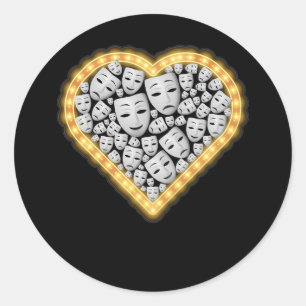 Drama Theater Masker Liefde Hart Actrice Broadw Ronde Sticker