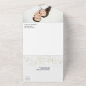 Dramatic Blue Rose Bouquet Photo Wedding All In One Uitnodiging (Buitenkant)