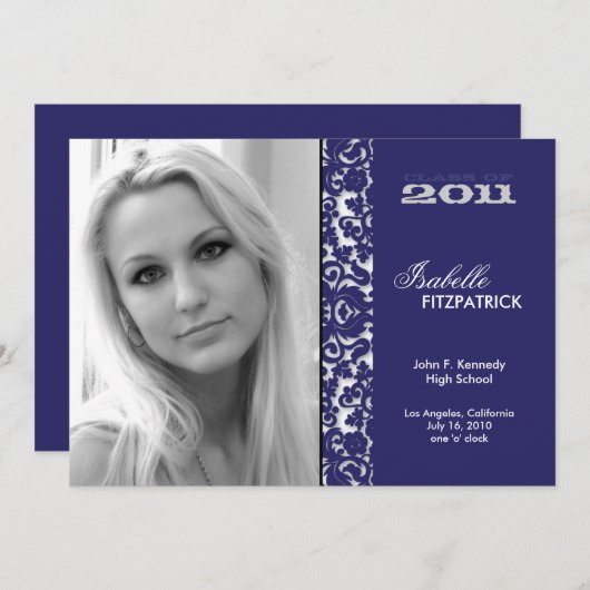 Dramatic Damask 2011 Graduation Faire-part (Devant / Derrière)