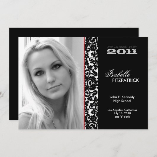 Dramatic Damask 2011 Graduation Faire-part (Devant / Derrière)