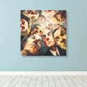 Dramatic Expressionist Crowd Portrait Looking Down Canvas Afdruk (Insitu (Houten vloer))