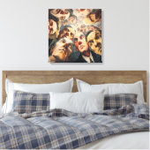Dramatic Expressionist Crowd Portrait Looking Down Canvas Afdruk (Insitu (Slaapkamer))