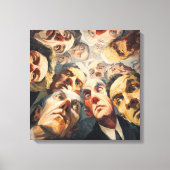 Dramatic Expressionist Crowd Portrait Looking Down Canvas Afdruk (Voorkant)