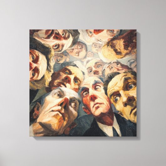 Dramatic Expressionist Crowd Portrait Looking Down Canvas Afdruk (Voorkant)