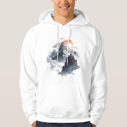 Dramatic Mountain Landscape with Clouds & Sun Rays Hoodie (Voorkant)