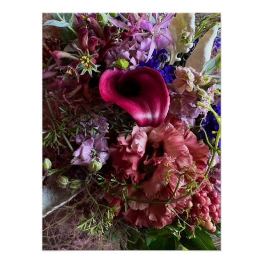 Dramatic Purple Floral Elegance Art Poster (Devant)