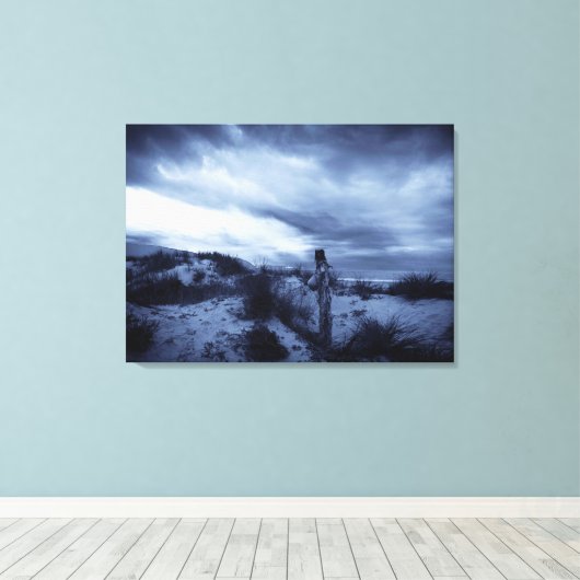 Dramatic Sunset, Beach, Sun Dunes / New Zealand Canvas Afdruk (Insitu (Houten vloer))