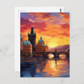 Dramatic Sunset Over the Iconic Charles Bridge Briefkaart (Voorkant / Achterkant)