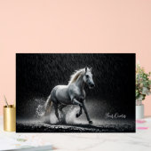 Dramatic White Horse Galloping in Rain (Mariage)