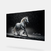 Dramatic White Horse Galloping in Rain (Angle)