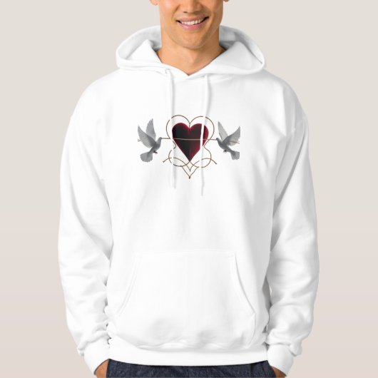 Dramatique Amour Colombes Velours Cœur Pullover Ca (Devant)
