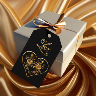 Dramatisch en elegant gouden Roos Cadeaulabel