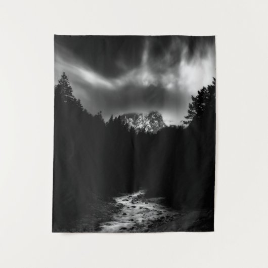 Dramatisch landschap van bergen en rivier wandkleed (Voorkant)