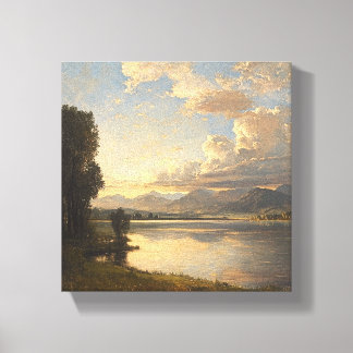Dramatisch wolkenlandschap over een serene rivier canvas afdruk