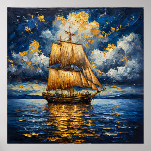 ⛵ Dramatisch zeilschip decor Oceaan Geïnspireerde  Poster