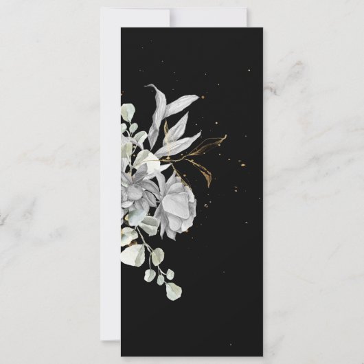 dramatisch zilver goud bloemenbruiloft Diner Menu Kaart (Achterkant)