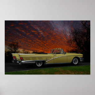 Dramatische 1958 Buick converteerbaar poster