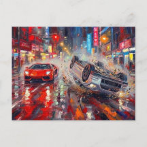 Dramatische auto-ongeluk Neon City Art #2
