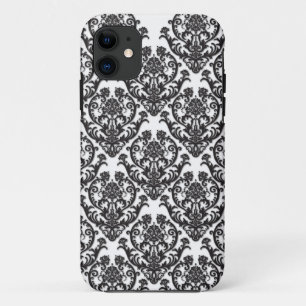 Dramatische Black Damask Patroon iPhone 11 Hoesje