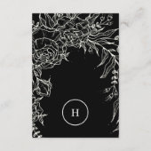 Dramatische Black Monogram Wreath Wedding Informatiekaartje (Achterkant)