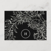 Dramatische Black Monogram Wreath Wedding RSVP Kaartje (Achterkant)
