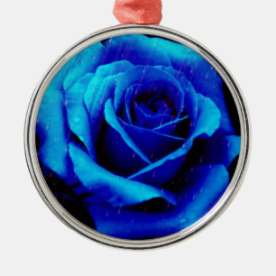 Dramatische blauwe Roos Metalen Ornament
