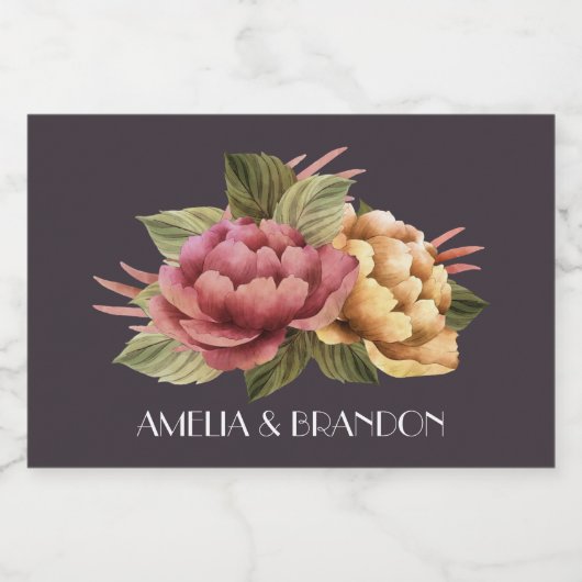 Dramatische bloemenbruiloft Mini Sparkling Wijnetiket (Enkel label)