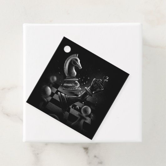 Dramatische Chess Monochrom Bedankjes Labels (In situ)