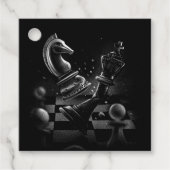 Dramatische Chess Monochrom Bedankjes Labels (Voorkant)